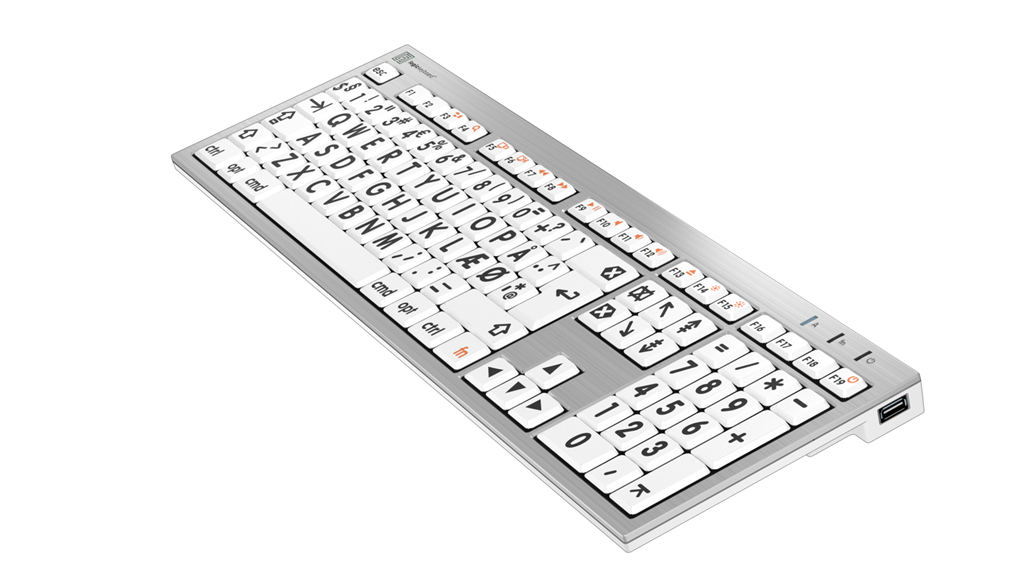 Billede af LogicKeyboard ALBA Sort på Hvid Mac set fra højre kant