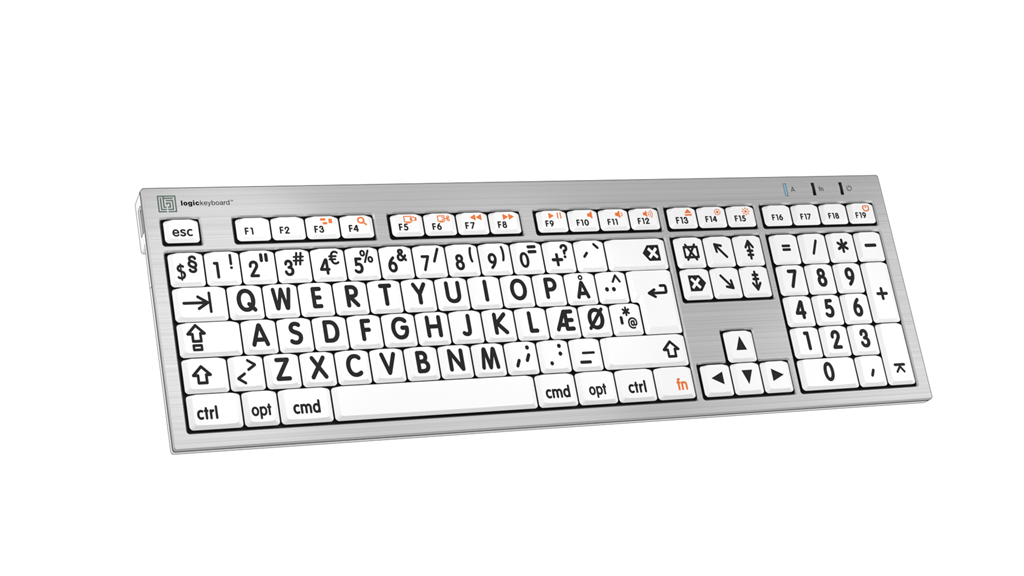 Billede af LogicKeyboard ALBA Sort på Hvid Mac vinklet