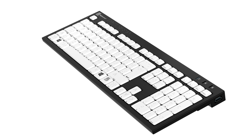 Billede af LogicKeyboard NERO Punkttastatur til Windows set fra højre hjørne