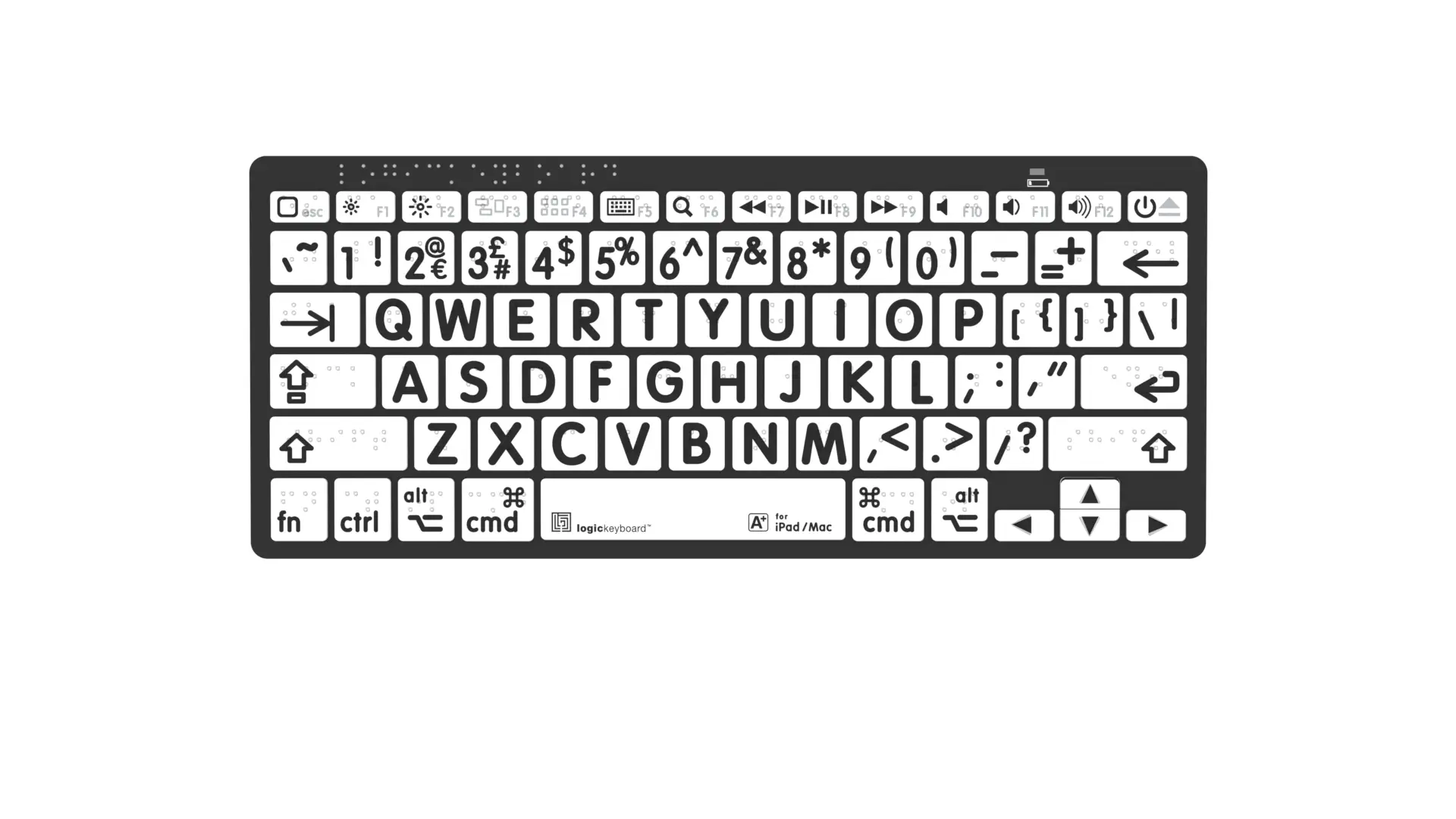 Billede af LogicKeyboard Punkttastatur & Store Bogstaver Sort på Hvid Mac udviklet til punktindlæring