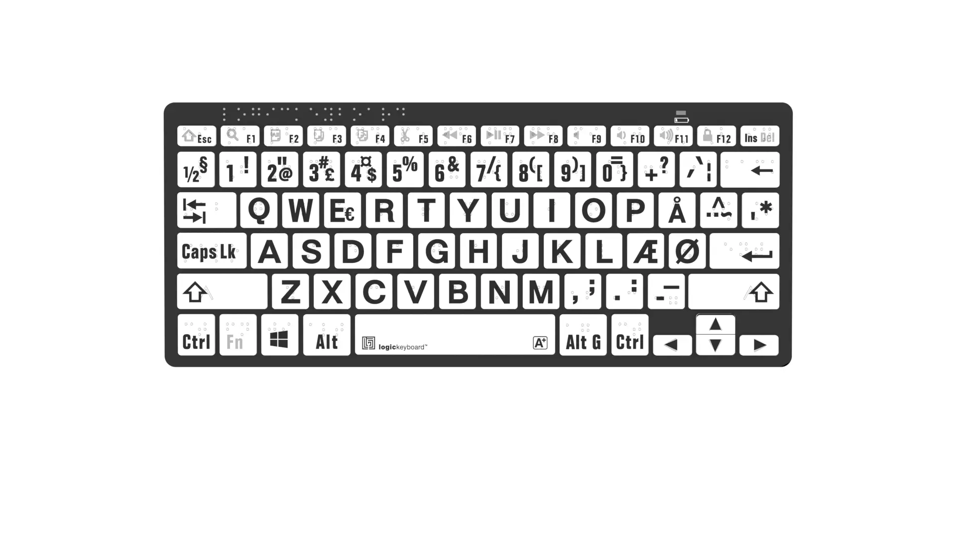 Billede af LogicKeyboard Punkttastatur & Store Bogstaver Sort på Hvid Windows udviklet til punktindlæring