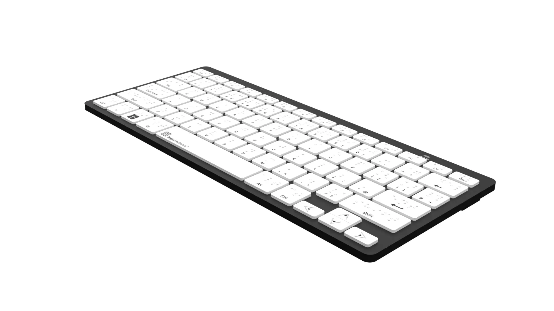 Billede af LogicKeyboard Punkttastatur Windows set fra højre hjørne