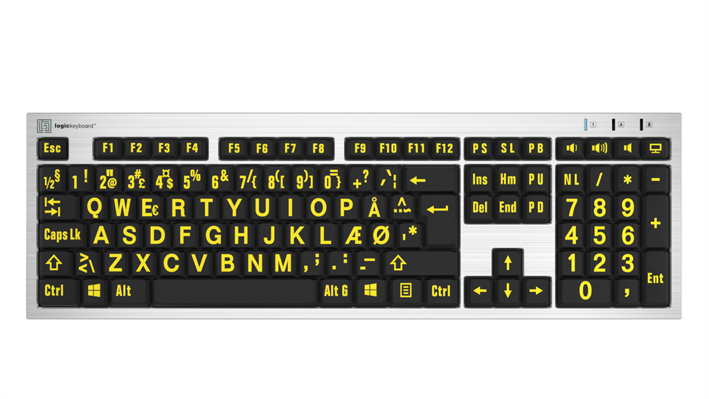 Billede af LogicKeyboard Silver Gul på Sort Windows
