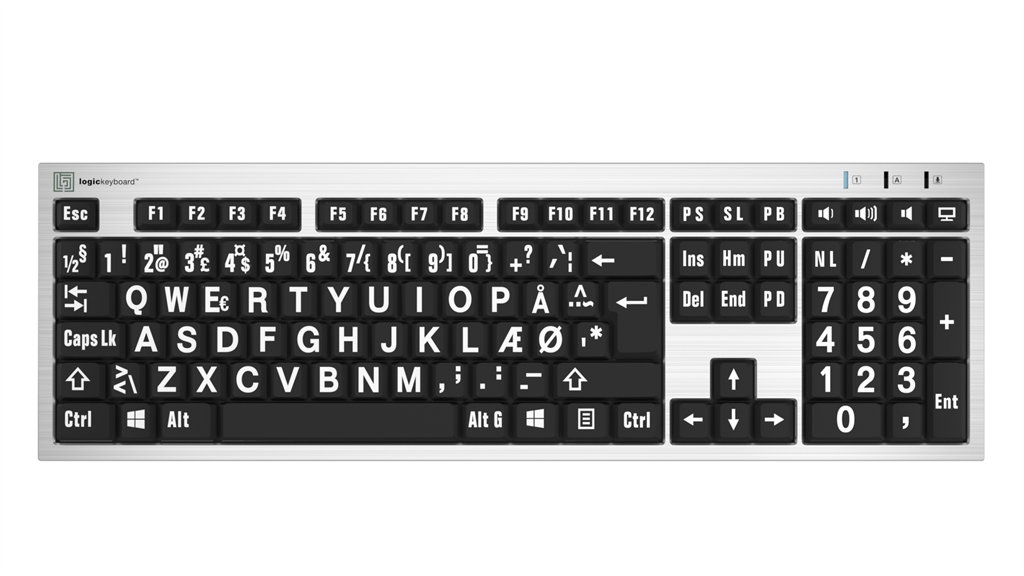 Billede af LogicKeyboard Silver Hvid på Sort Windows