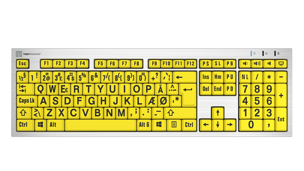Billede af LogicKeyboard Silver Sort på Gul Windows