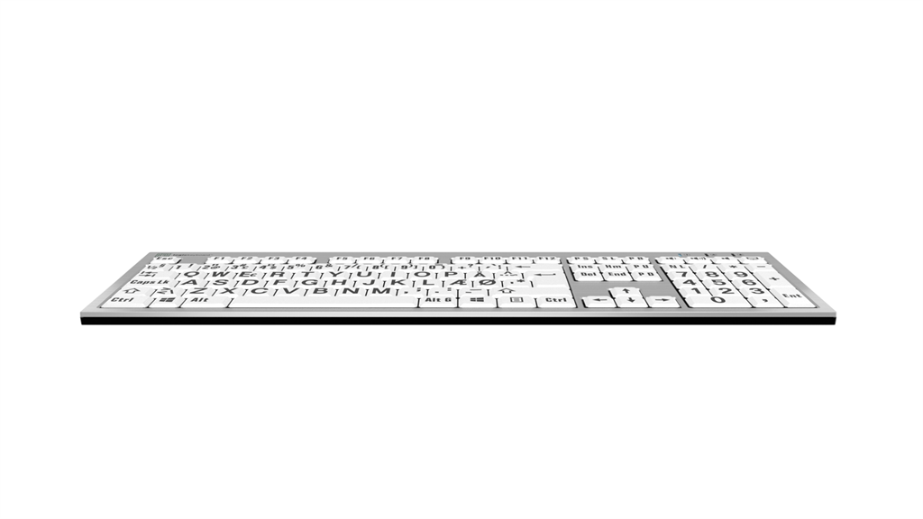Billede af LogicKeyboard Silver Sort på Hvid Windows set forfra