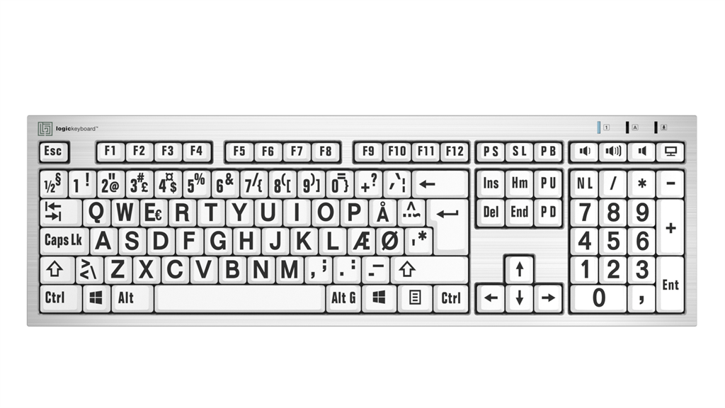 Billede af LogicKeyboard Silver Sort på Hvid Windows