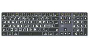 Billede af LogicKeyboard Titan USB & Bluetooth Hvid på Sort Mac med baggrundsbelysning af tasterne