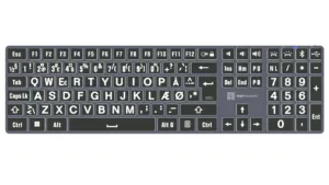 Billede af LogicKeyboard Titan USB & Bluetooth Hvid på Sort Windows med baggrundsbelysning af tasterne