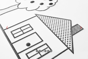 Billede af taktil illustration af et hus ved siden af et træ