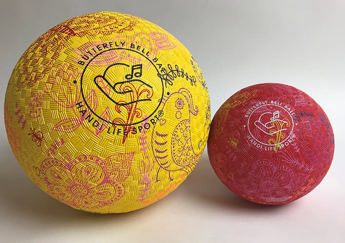 Pakke 3 Billede af Handi Life Sport Aktivitetssæt med to Sommerfugle bolde i størrelsen 1 Ø14 og Ø22