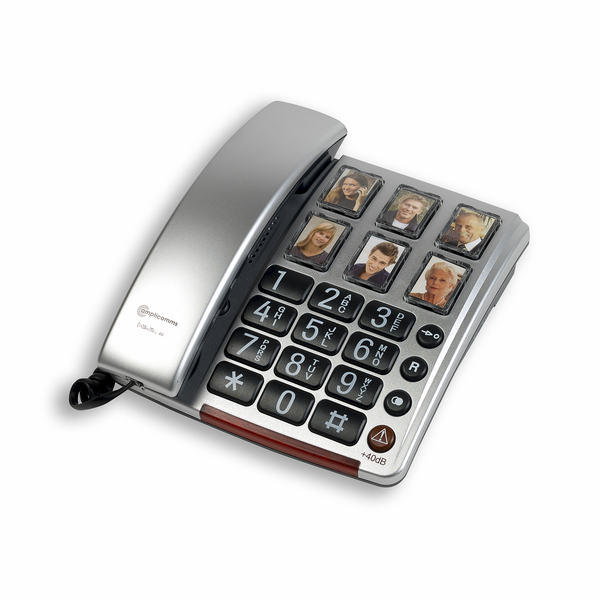 BigTel 40 Plus Bordtelefon i farven grå