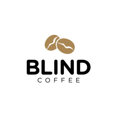 Blind Coffee Logo med to kaffebønner og navn nedenunder