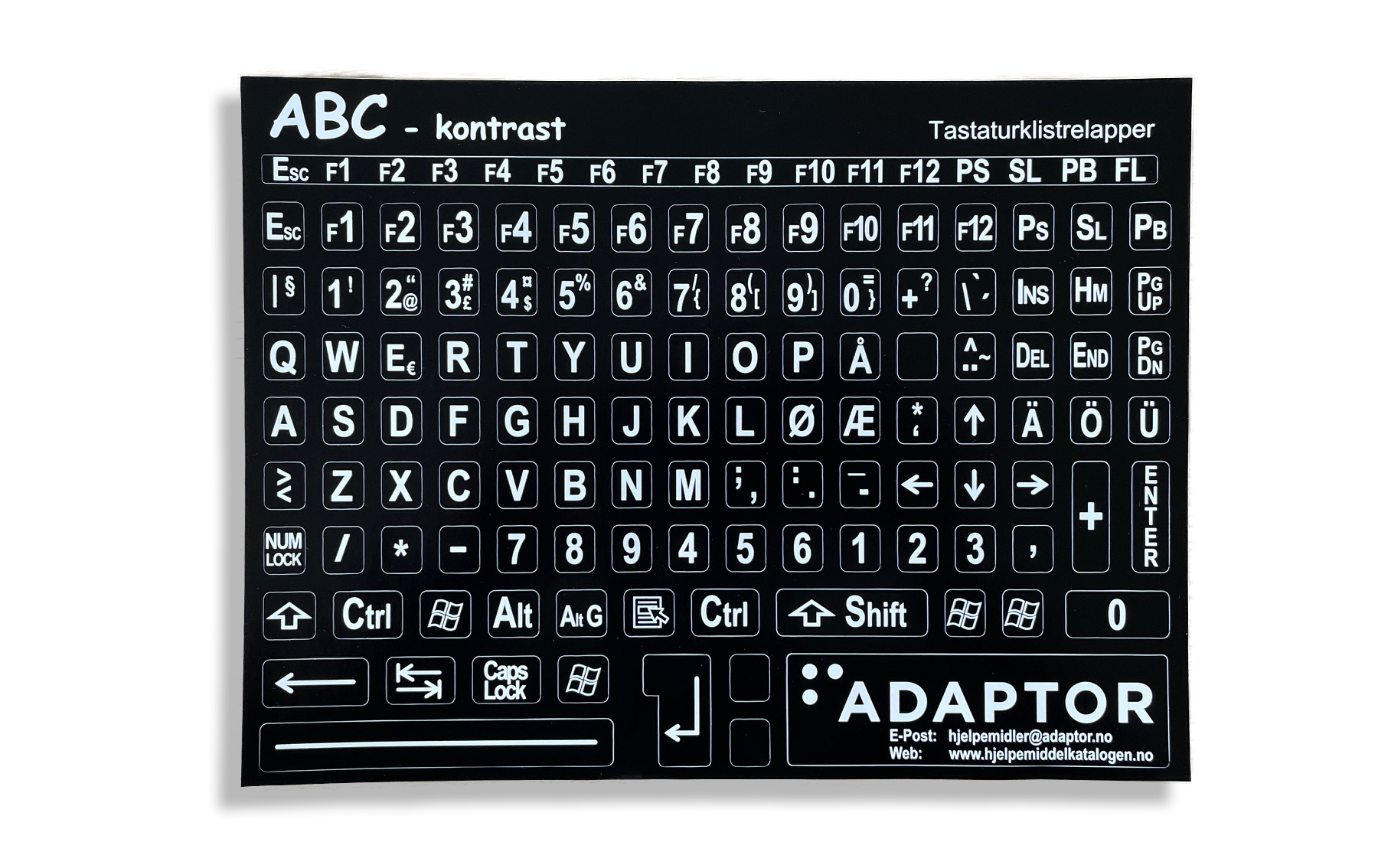 Hvid på Sort kontrastark