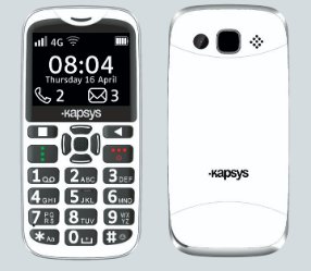 Billede af MiniVision 2 Plus Mobiltelefon hvor fronten vises i venstre side, og bagsiden vises i højre side