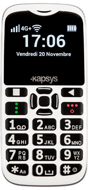 Billede af MiniVision 2 Plus Mobiltelefon set forfra, med fysiske knapper i den nederste sektion, og skærmen i den øverste sektion