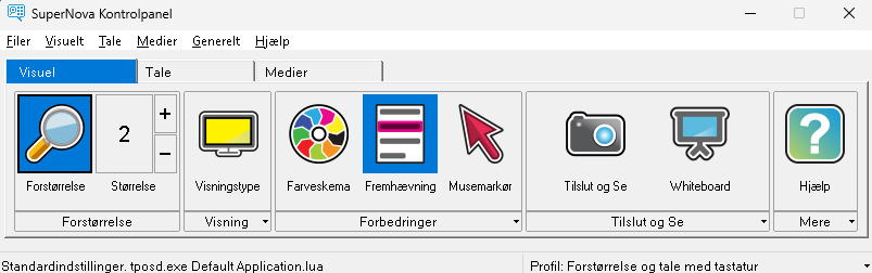 Skærmbillede fra SuperNova Forstørrelse & Tale Programvindue