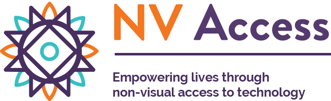 NVDA logo bestående af en mandala i venstre side og bogstaverne NV efterfulgt af Access til højre